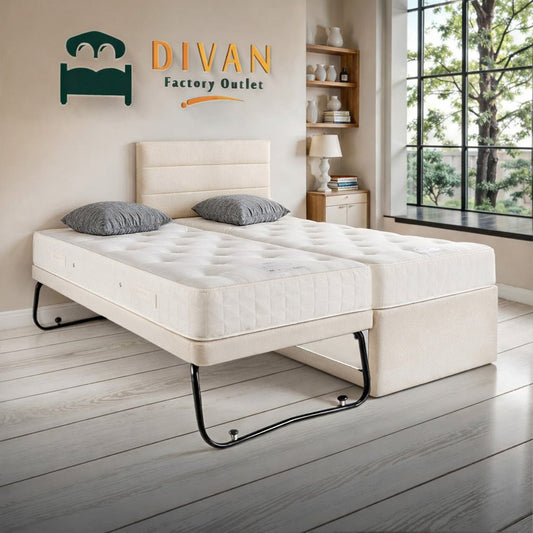 Vouge Guest Bed Set With Trundle And Two Mattresses (3 In 1) With Free Headboard