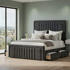 Midas Divan Bed Set With 54 inches High Headboard and Footboard Set