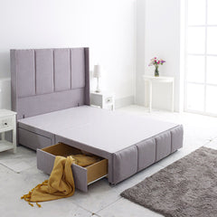 Atlas Divan Bed Set With 54 inches High Winged Headboard and Footboard Set - Divan Factory Outlet