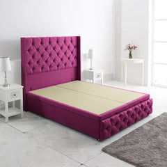 Westminster Aladdin Ottoman Storage Bed Base with Winged Floor Standing Headboard and Footboard - Divan Factory Outlet