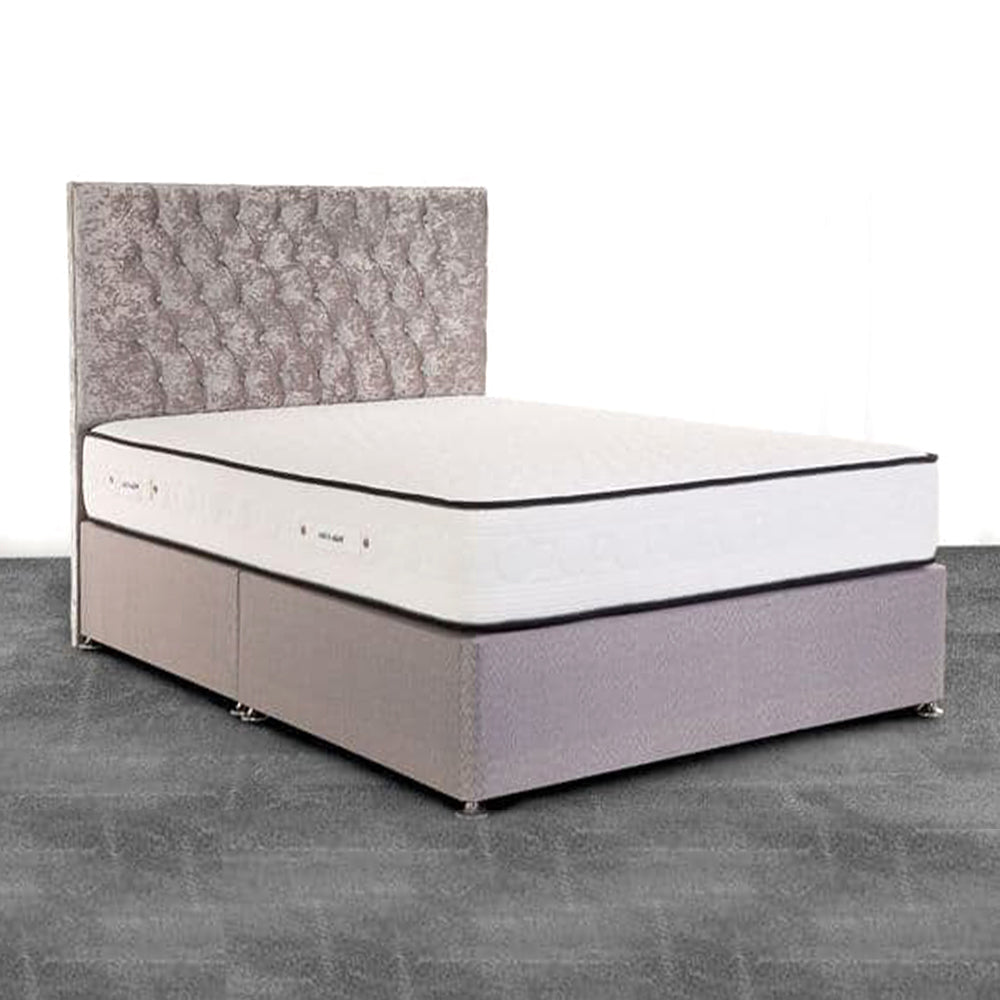 Walker & Slater Breeze Blue 2000 Pocket Sprung Encapsulated Gel Foam Divan Bed Set With Headboard - Divan Factory Outlet