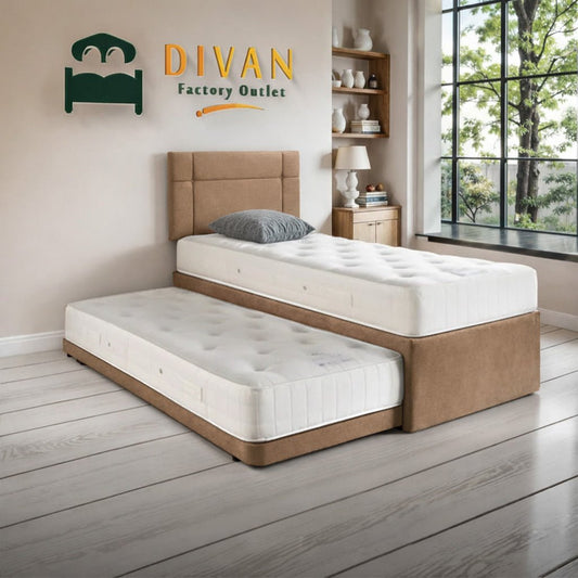 Rome Guest Bed Set With Trundle And Two Mattresses (3 In 1) With Free Headboard