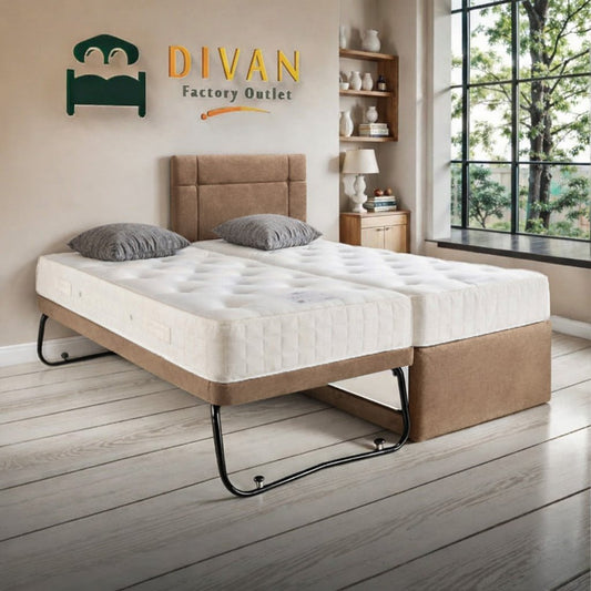 Rome Guest Bed Set With Trundle And Two Mattresses (3 In 1) With Free Headboard