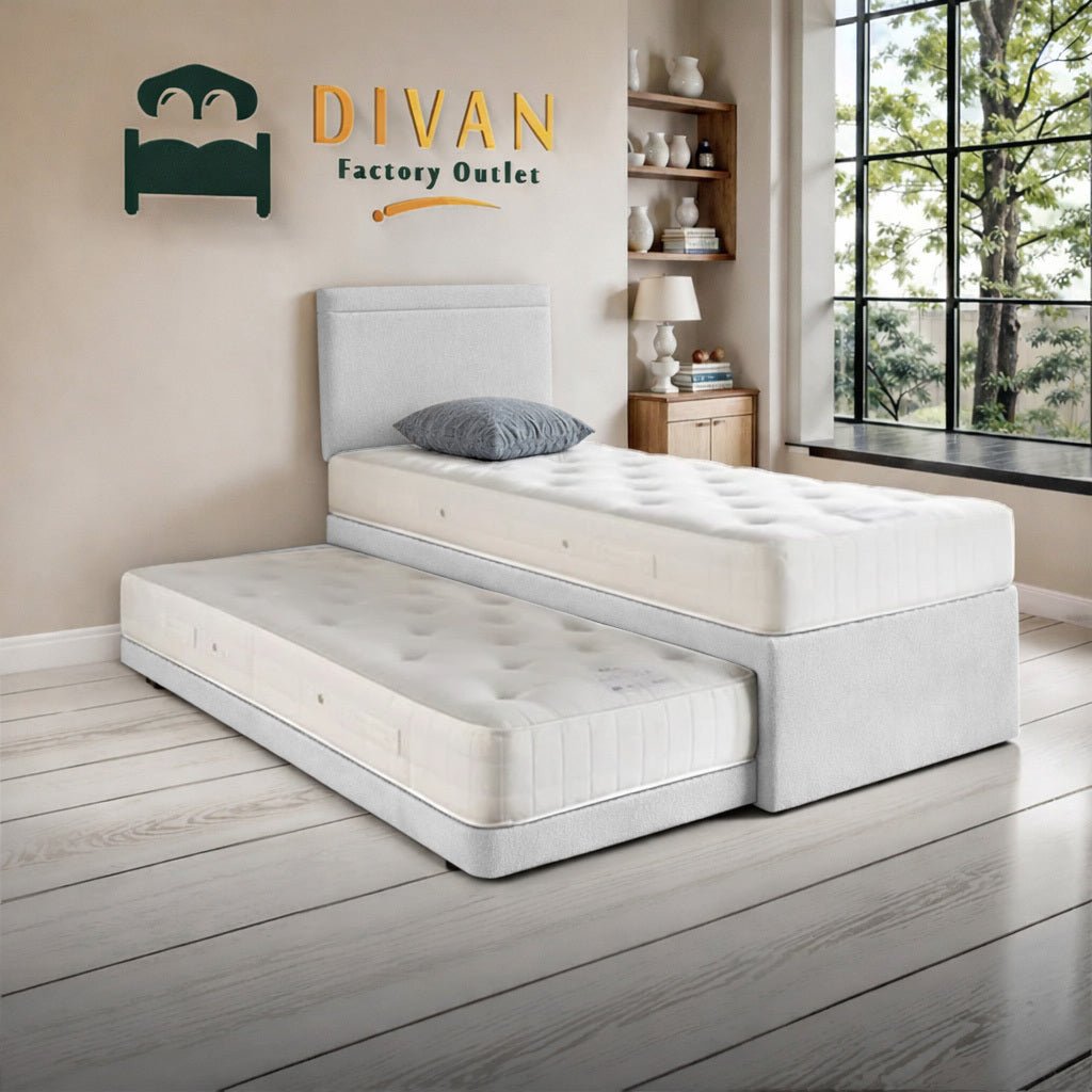Mono Guest Bed with Trundle, Two Mattresses, And Headboard Set