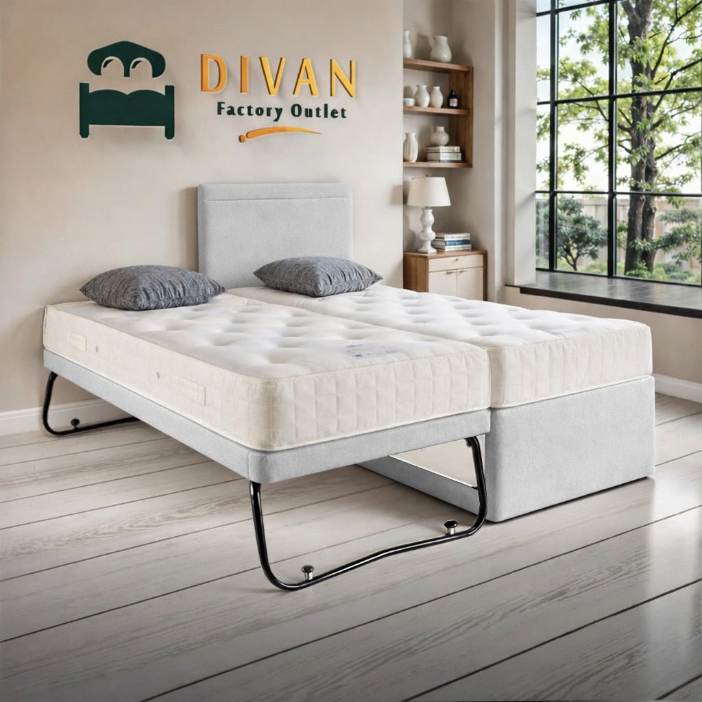 Mono Guest Bed with Trundle, Two Mattresses, And Headboard Set