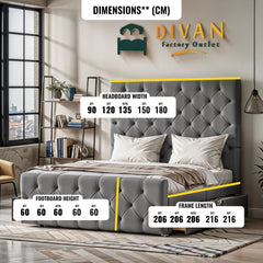 Olympus Divan Bed Set With 48 inches High Headboard and Footboard Set