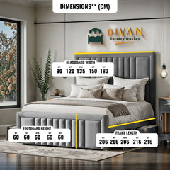 Midas Divan Bed Set With 48 inches High Headboard and Footboard Set