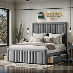 Midas Divan Bed Set With 48 inches High Headboard and Footboard Set