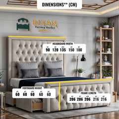 Morpheus Divan Bed Set With 48 inches High Headboard and Footboard Set