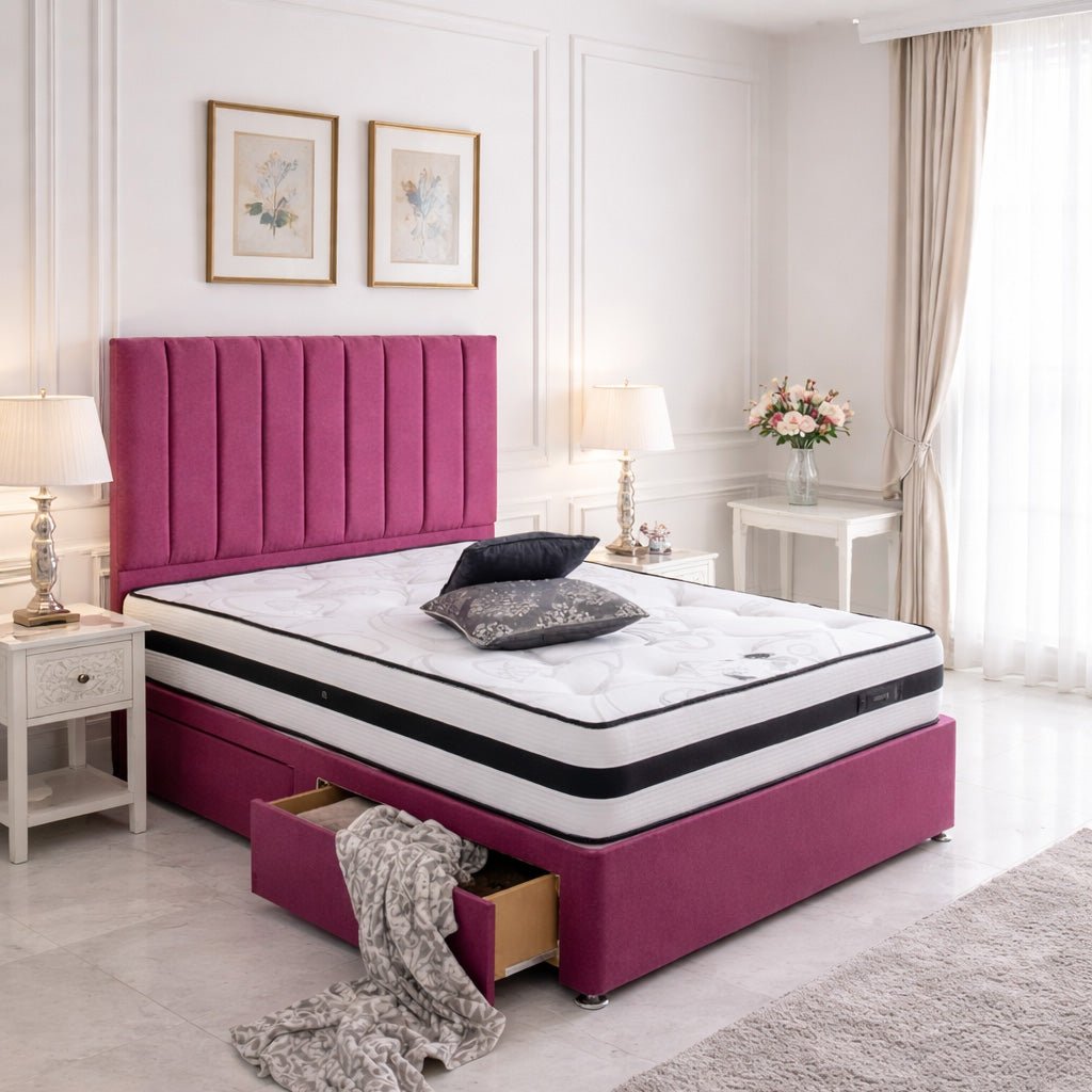 W & Sprung Upholstered Bed Set with Drawer Storage
