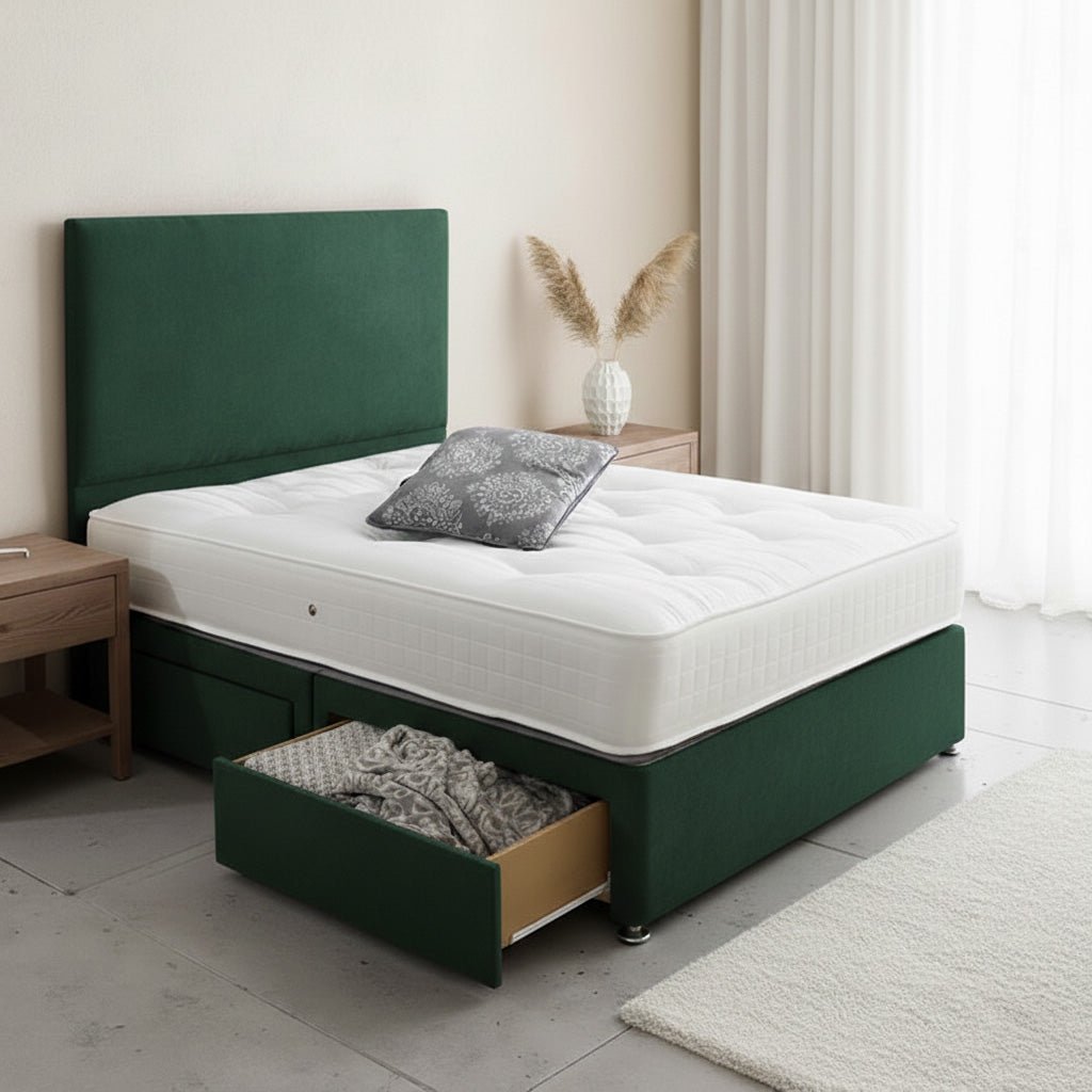 W & Backcare Upholstered Bed Set with Drawer Storage