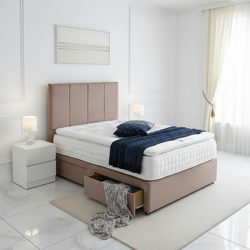 W & S 2000 Pocket Sprung Pillow Top Divan Bed Set