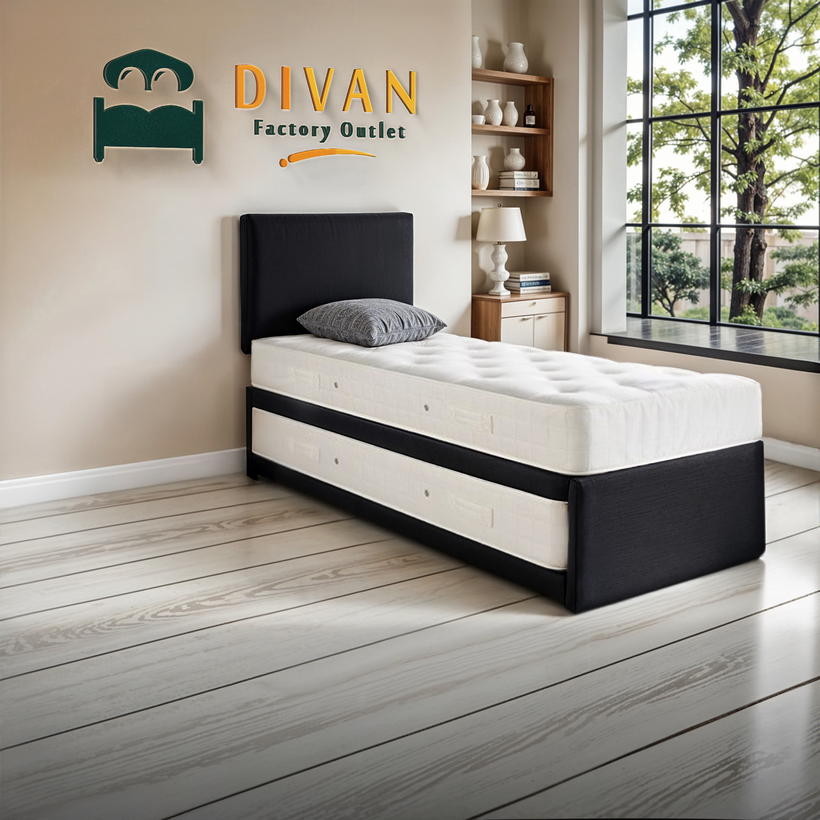 Westminster Guest Bed Set With Trundle And Two Mattresses (3 In 1) With Free Headboard - Divan Factory Outlet