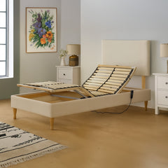Dream Vendor Adjustable Electric Bed Base On Wooden Legs, 5 Positions With Remote