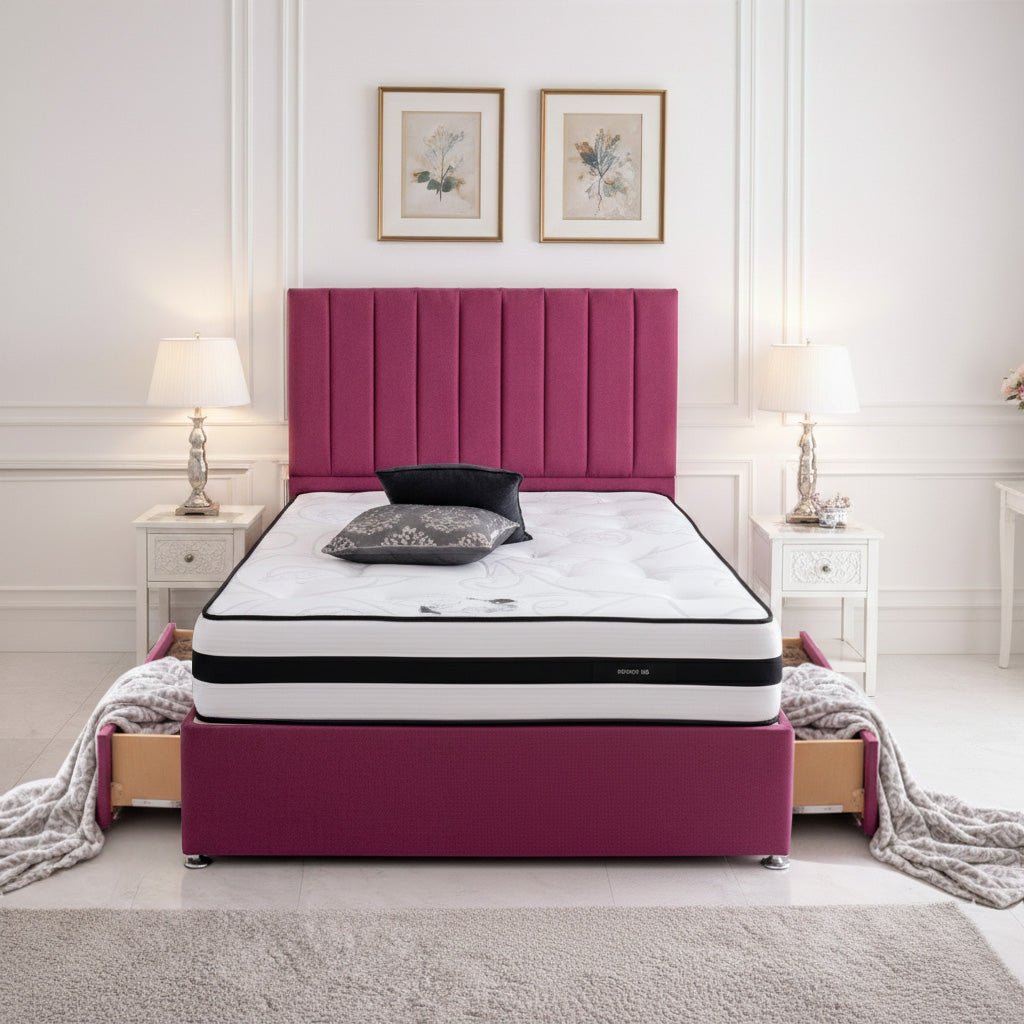 W & Sprung Upholstered Bed Set with Drawer Storage