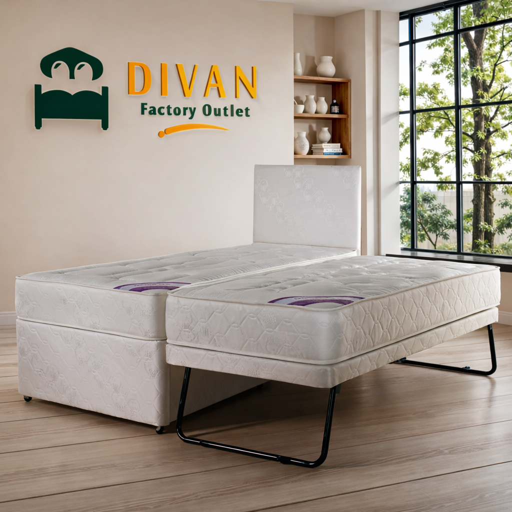 Dream Vendor Guest Bed Set With Trundle And Two Mattresses (3 In 1) With Free Headboard