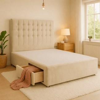 Tulip Divan Base Only with Floor Standing 54 Inches Headboard