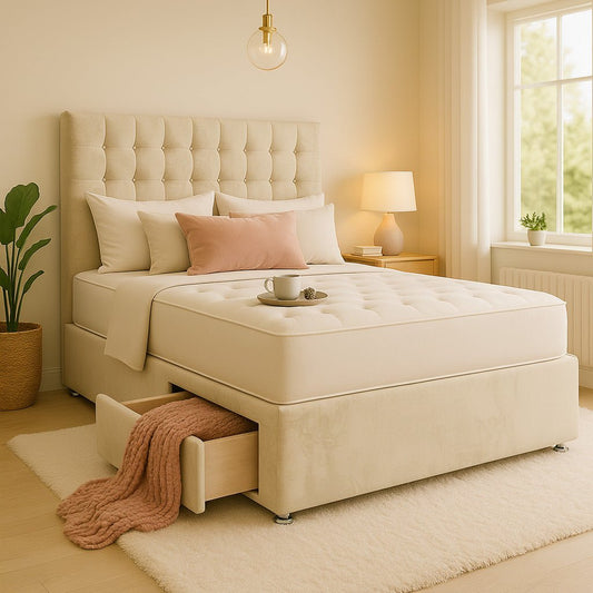 Tulip Divan Base Only with Floor Standing 54 Inches Headboard