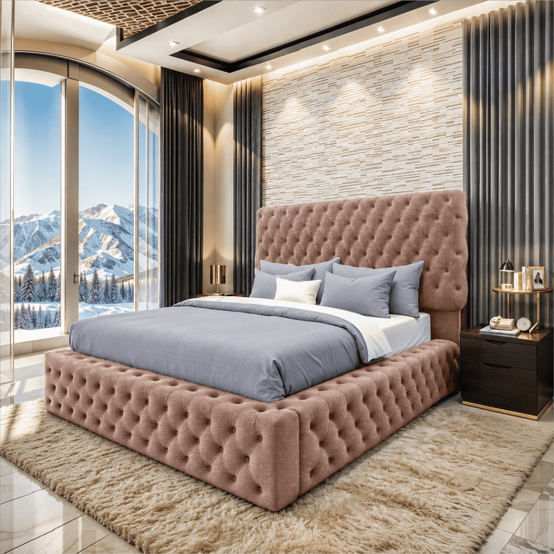 Knightsbridge Upholstered Ottoman Storage Bed with Free 54" Headboard
