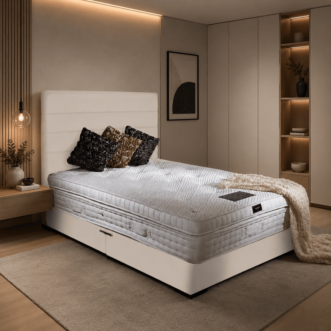 Dream Vendor 3000 Pocket Sprung Pillow Top Latex Divan Bed Set with Drawer Storage