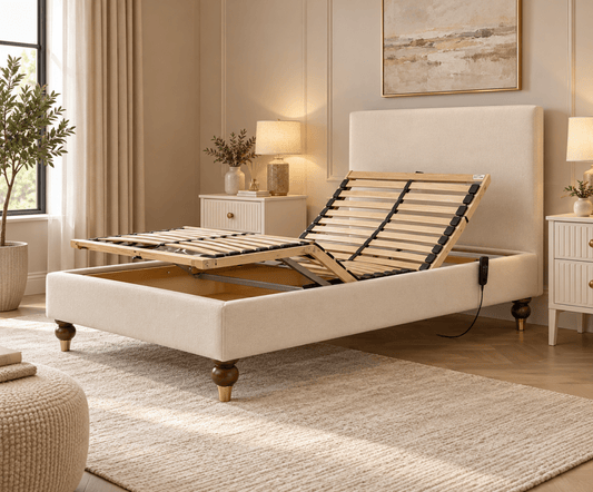 Dream Vendor Adjustable Electric Bed Base On Wooden Legs
