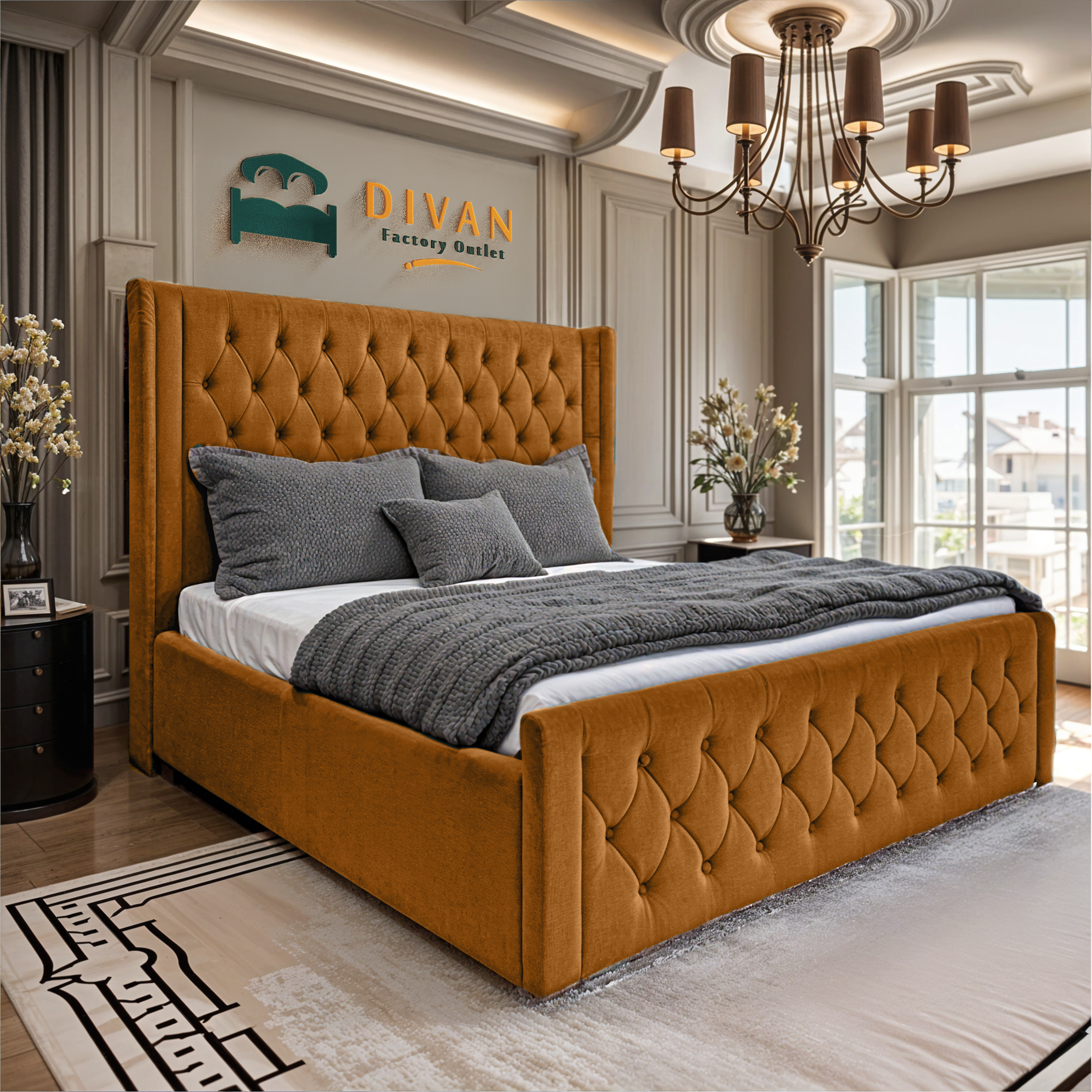 Panama Upholstered Bed Set - Divan Factory Outlet