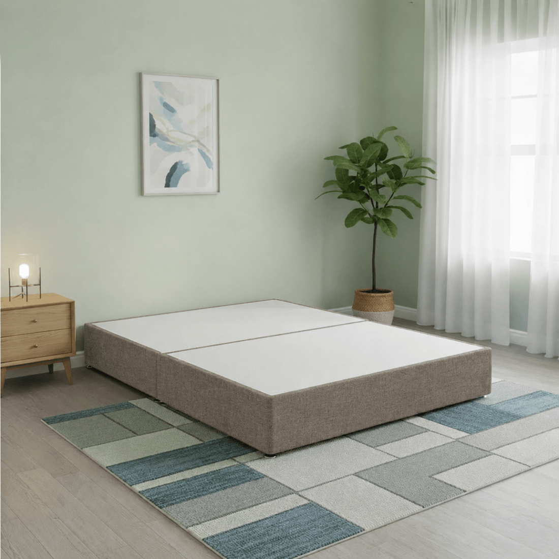 Royal Low Divan Bed Base (8 inches) On Chrome Glides