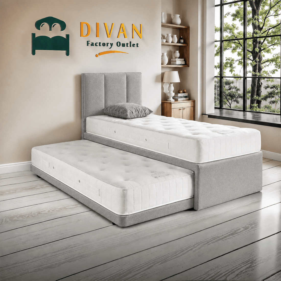Dream Vendor Guest Bed with Trundle, Two Mattress, And Headboard Set