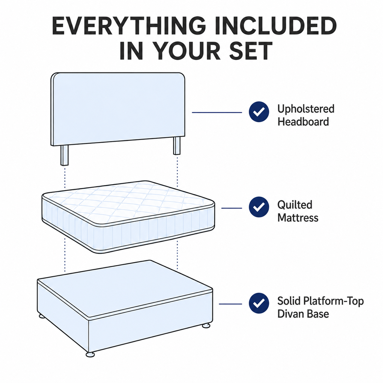 Dream Vendor Elegant 3000 Pocket Sprung Memory Divan Bed Set