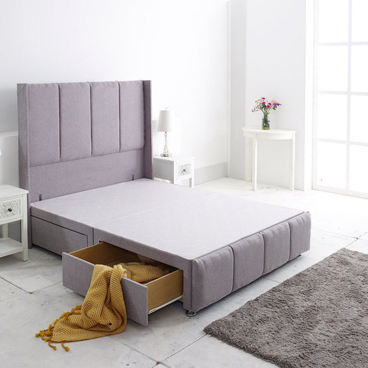 Atlas Divan Bed Set With 54 inches High Winged Headboard and Footboard Set - Divan Factory Outlet