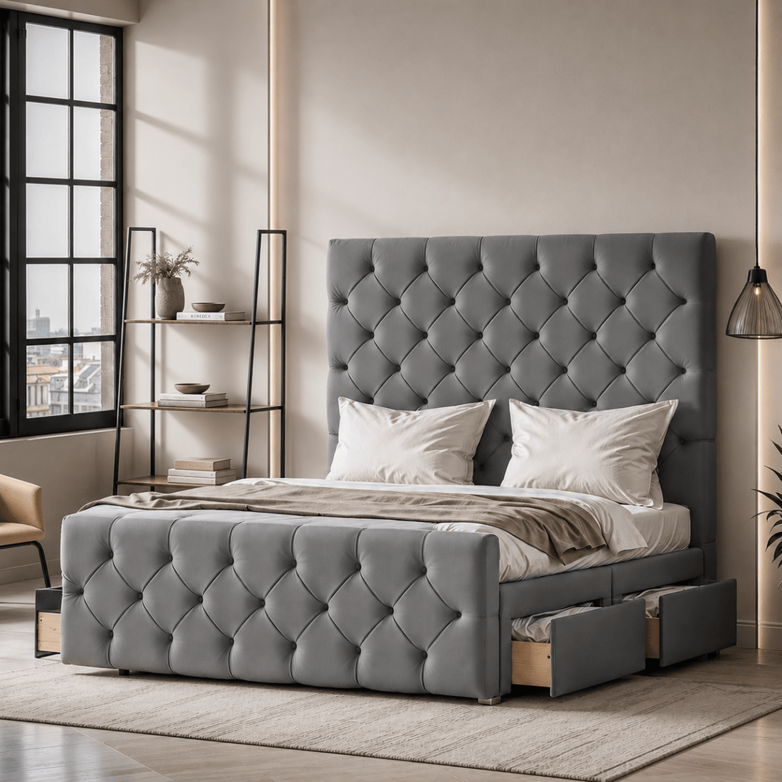 Olympus Divan Bed Set With 54 inches High Headboard and Footboard Set