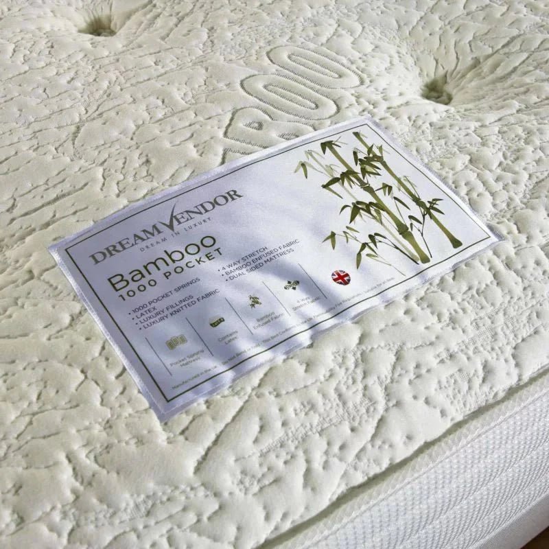 Dream Vendor Bamboo 1000 Pocket Sprung Latex Divan Bed Set - Divan Factory Outlet