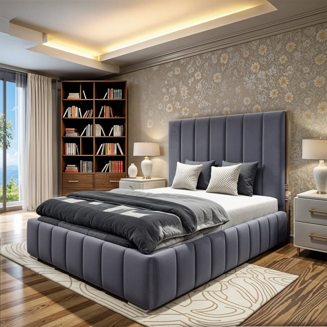 Mansion Bed – Modern Divan Bed Set with Elegant Headboard - Divan Factory Outlet