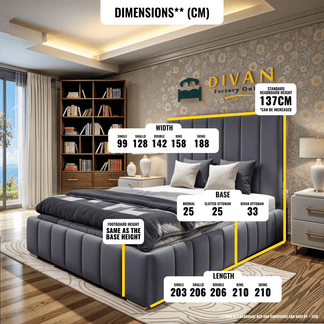 Mansion Bed – Modern Divan Bed Set with Elegant Headboard - Divan Factory Outlet