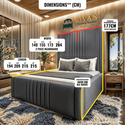 Supreme High Headboard Modern Divan Bed Set - Divan Factory Outlet