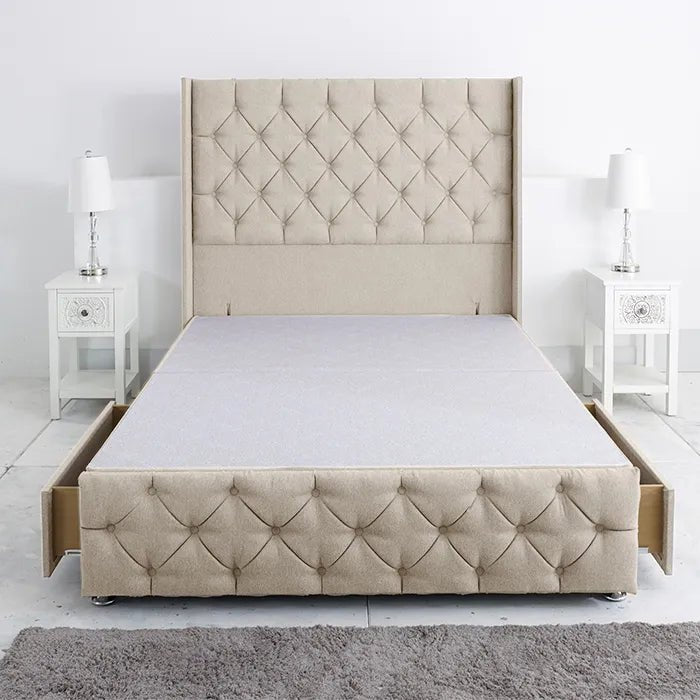 Westminster Windsor Divan Base Only with Winged Floor Standing 54 Inches Headboard Foot Board - Divan Factory Outlet