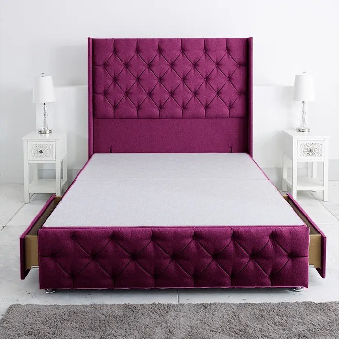 Westminster Windsor Divan Base Only with Winged Floor Standing 54 Inches Headboard Foot Board - Divan Factory Outlet