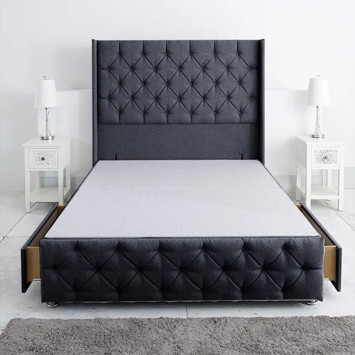 Westminster Windsor Divan Base Only with Winged Floor Standing 54 Inches Headboard Foot Board - Divan Factory Outlet