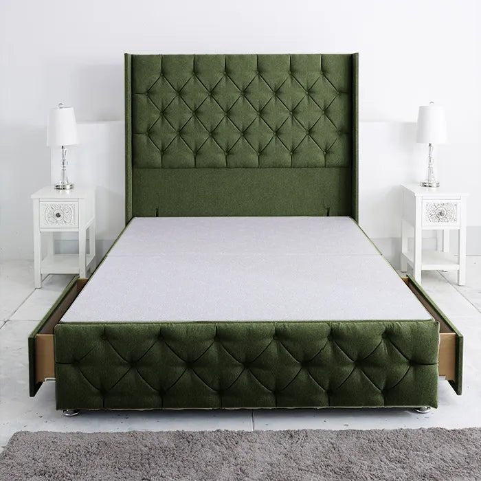 Westminster Windsor Divan Base Only with Winged Floor Standing 54 Inches Headboard Foot Board - Divan Factory Outlet