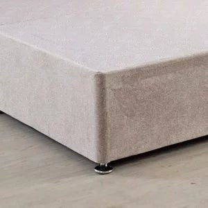 5ft King Size Classic Reinforced Divan Base Only Non Storage With Floor Standing 54″ High Headboard In Naple Cream - Divan Factory Outlet