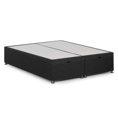 5ft King Size Royal Cushioned Ottoman Storage Bed Base Only End Lift In Black Plush - Divan Factory Outlet