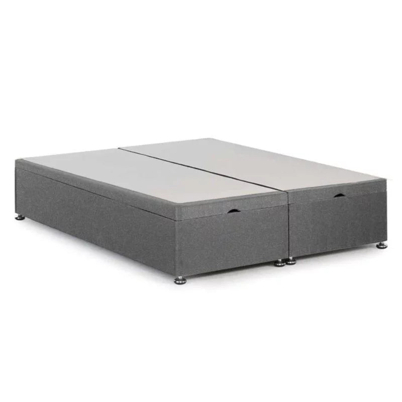 5ft King Size Royal Cushioned Ottoman Storage Bed Base Only End Lift In Plush Grey - Divan Factory Outlet
