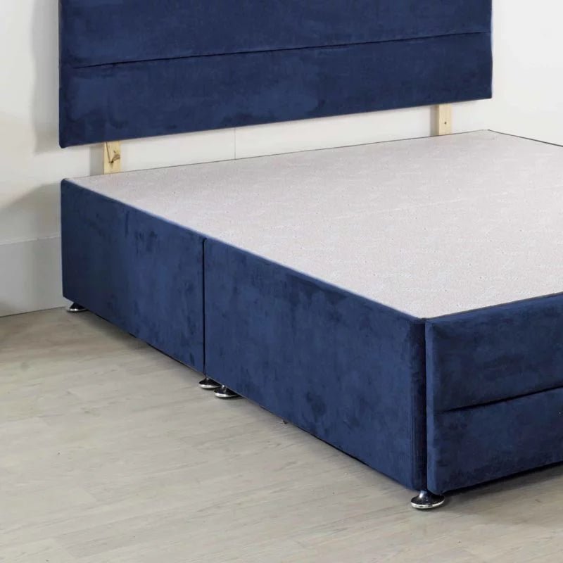5ft King Size Westminster London Divan Base Only Non Storage With 26 Inches High Headboard In Navy Plush