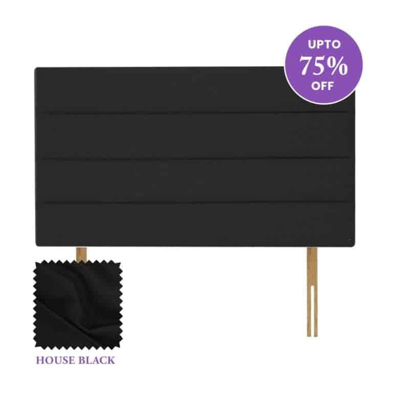 6ft Super King Size Walker & Slater Prague 26 Inches Upholstered Headboard In House Black - Divan Factory Outlet