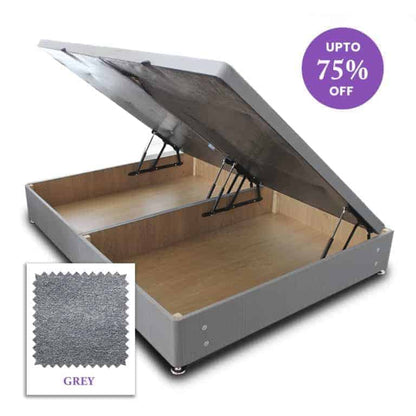 King Size (5FT) Royal Cushioned Ottoman Storage Bed Base Only Side Lift In House Grey - Divan Factory Outlet